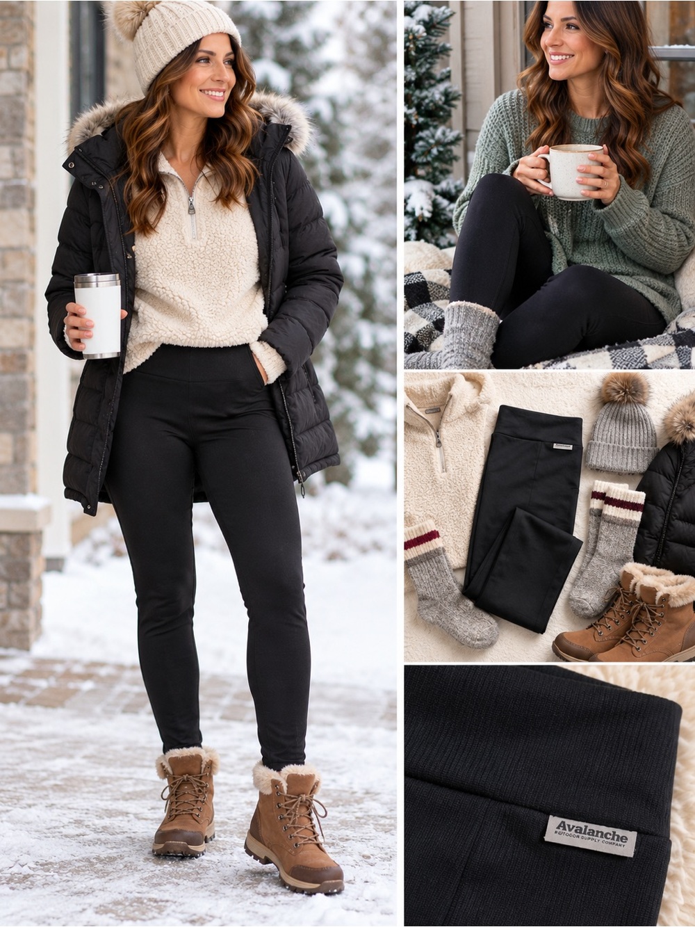 Avalanche Black High-Waist Seamless Leggings M